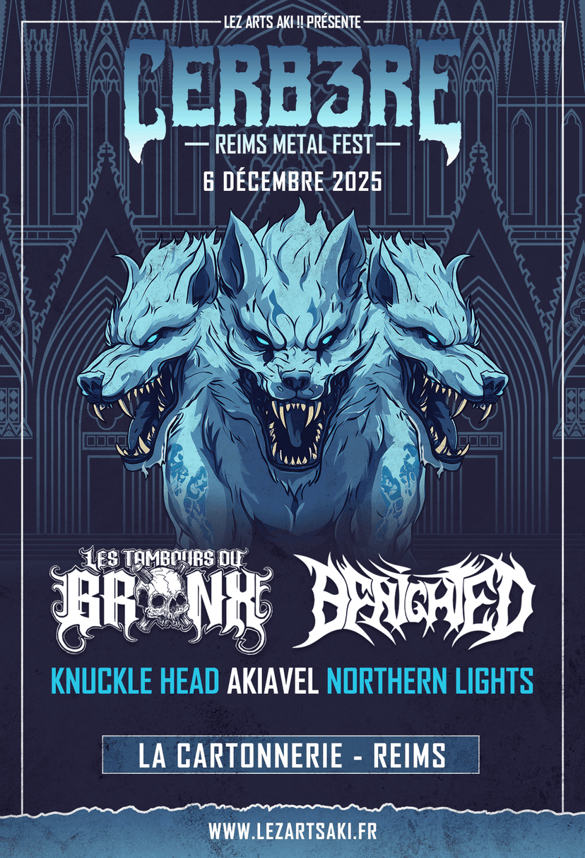Affiche de la seconde date de notre festival de musique metal, le Cerb3re édition 2025.